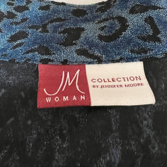 #127 Jennifer Moore JM Blue Button-Down Dress Shirt with Black Details - Picture 5 of 5